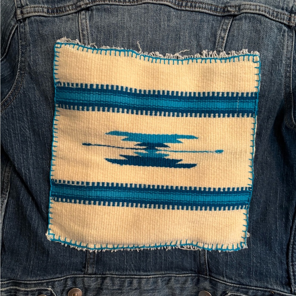 H&M Blue Denim Jacket with Handstiched Southwest Style patch.